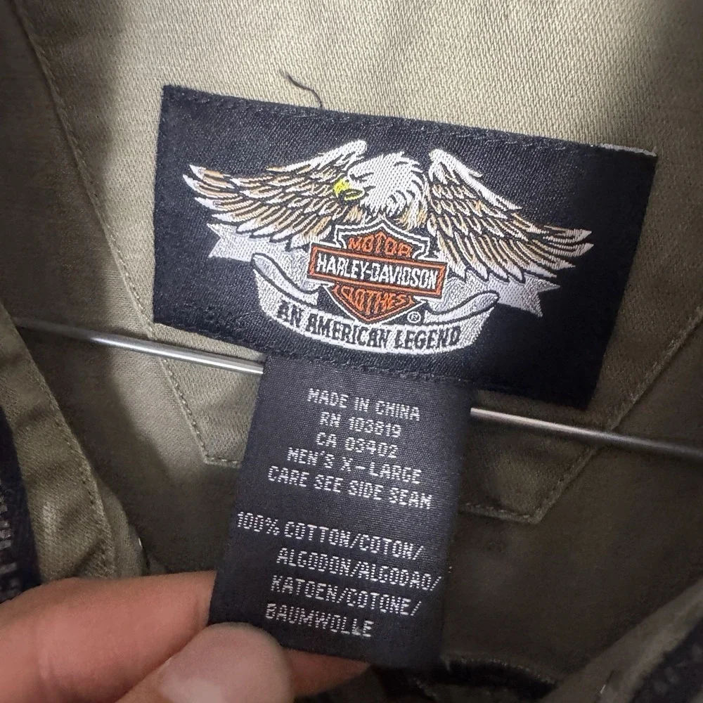 Harley Davidson Vest Men XL Green No Cages Patches Embroidered Cut Off Riding